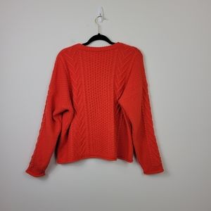 Madewell Bright Orange Cable Knit Sweater